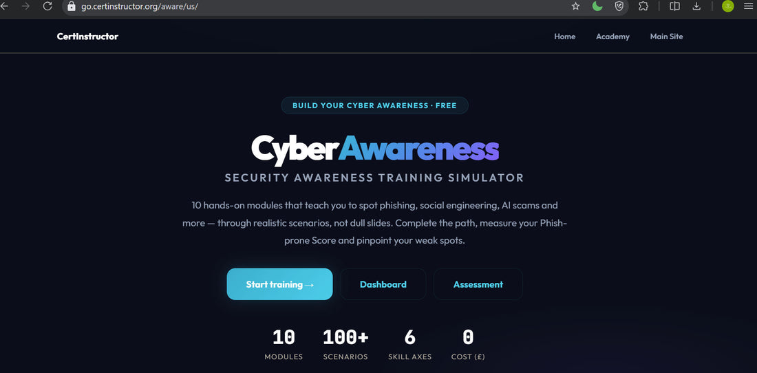 CertInstructor CyberAwareness: Free, Practical Cybersecurity Awareness Training for Everyone